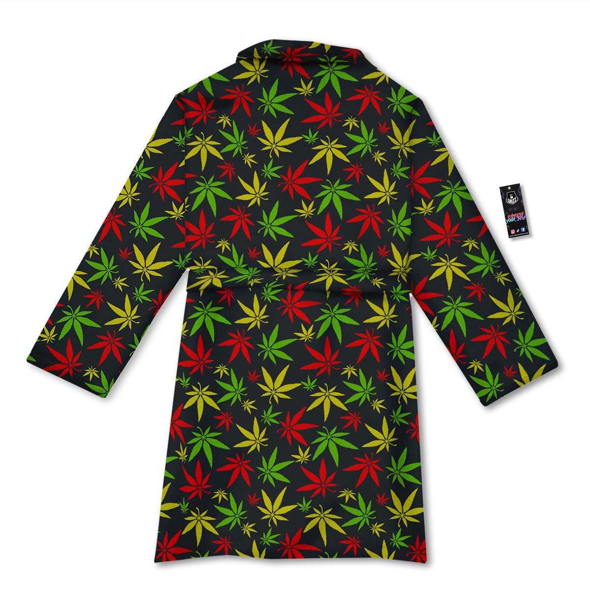Reggae Hemp Leaf Print Pattern Bathrobe-grizzshop
