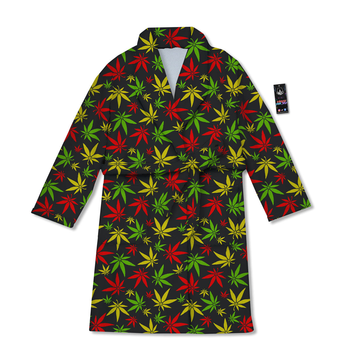 Reggae Hemp Leaf Print Pattern Bathrobe-grizzshop
