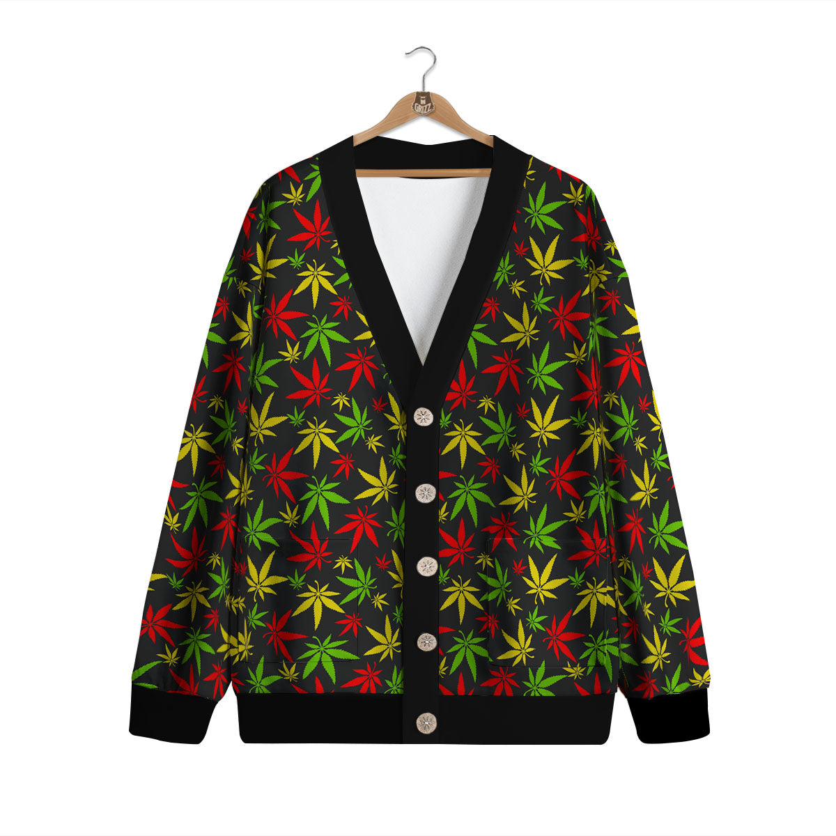 Reggae Hemp Leaf Print Pattern Cardigan-grizzshop