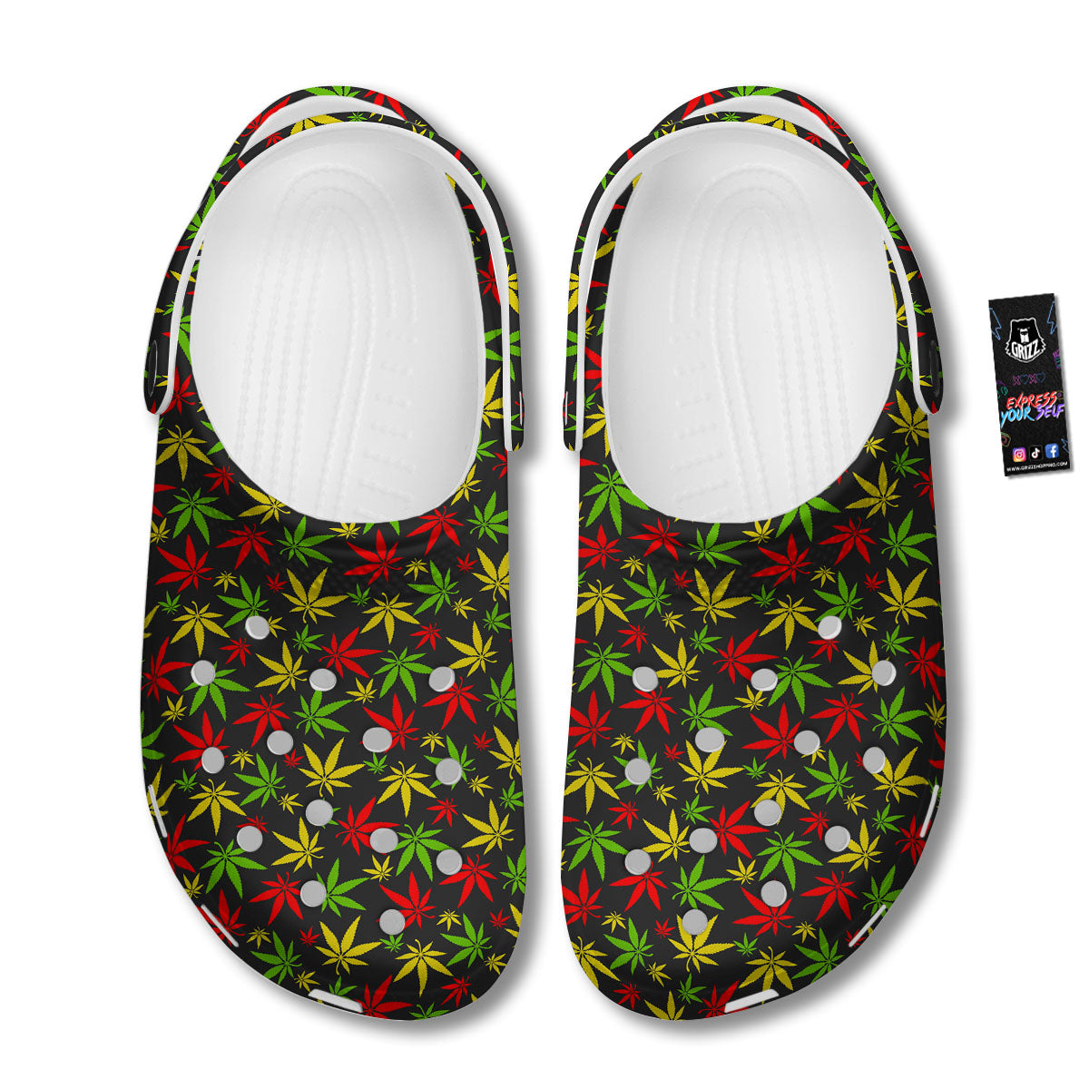Reggae Hemp Leaf Print Pattern Clog-grizzshop