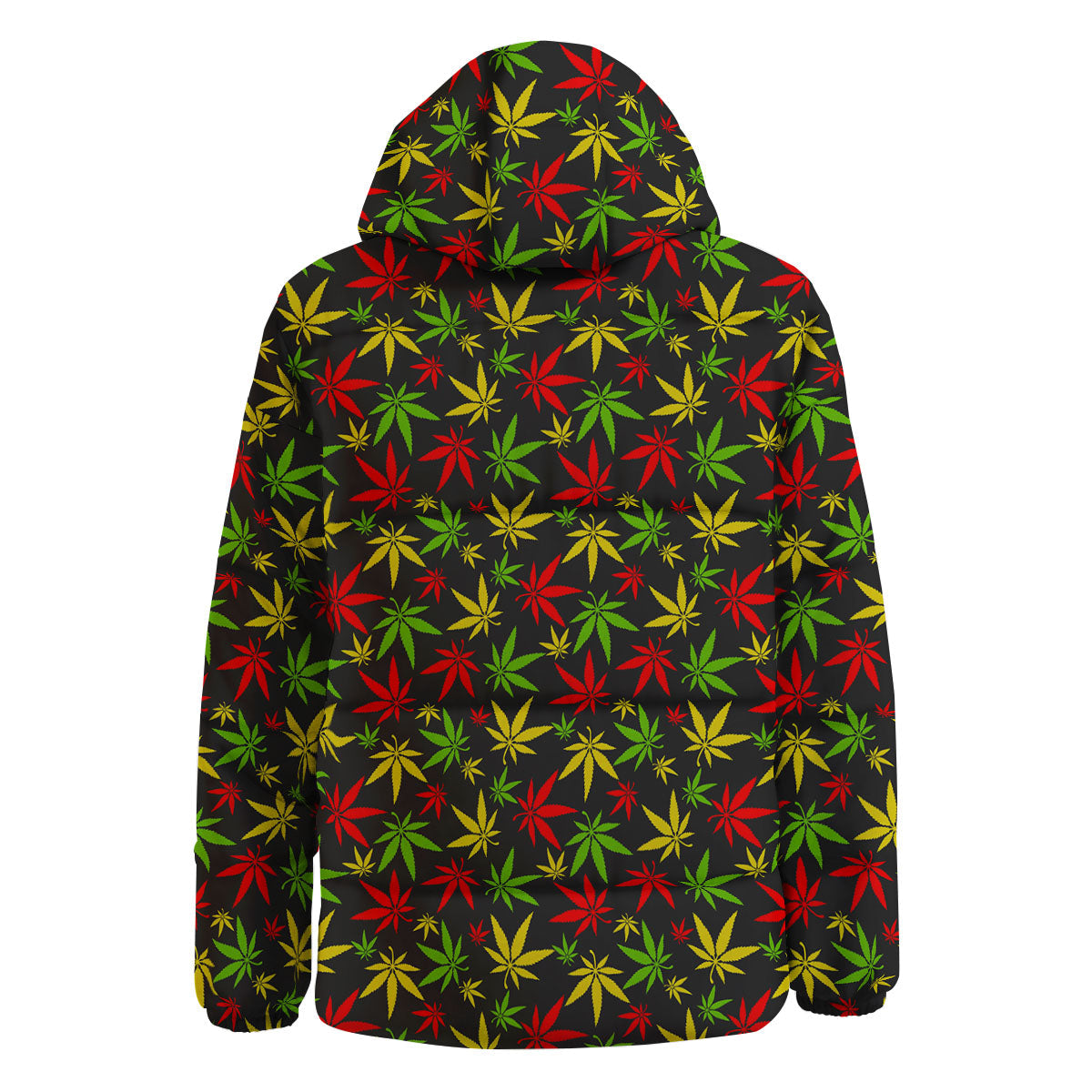 Reggae Hemp Leaf Print Pattern Down Jacket-grizzshop