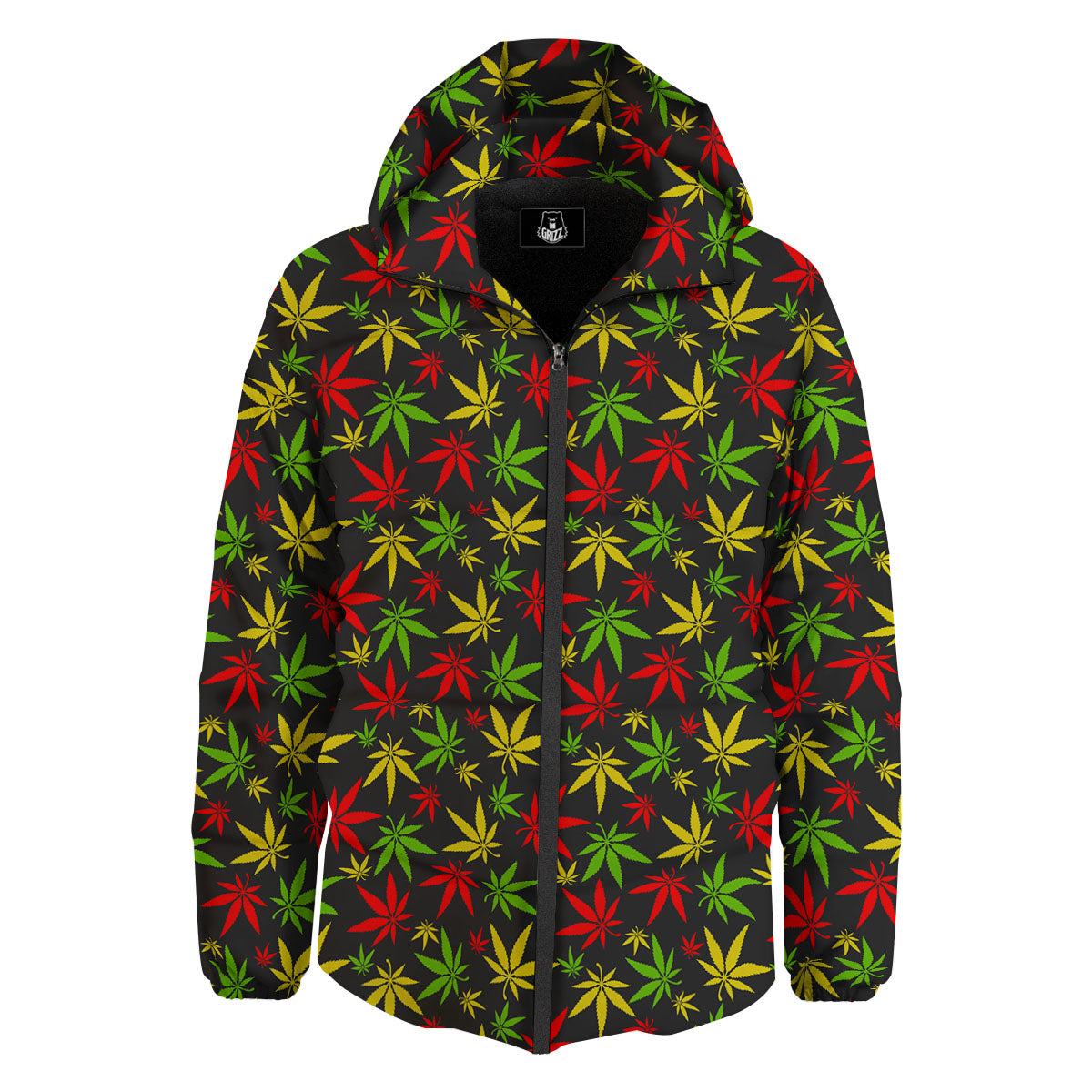 Reggae Hemp Leaf Print Pattern Down Jacket-grizzshop