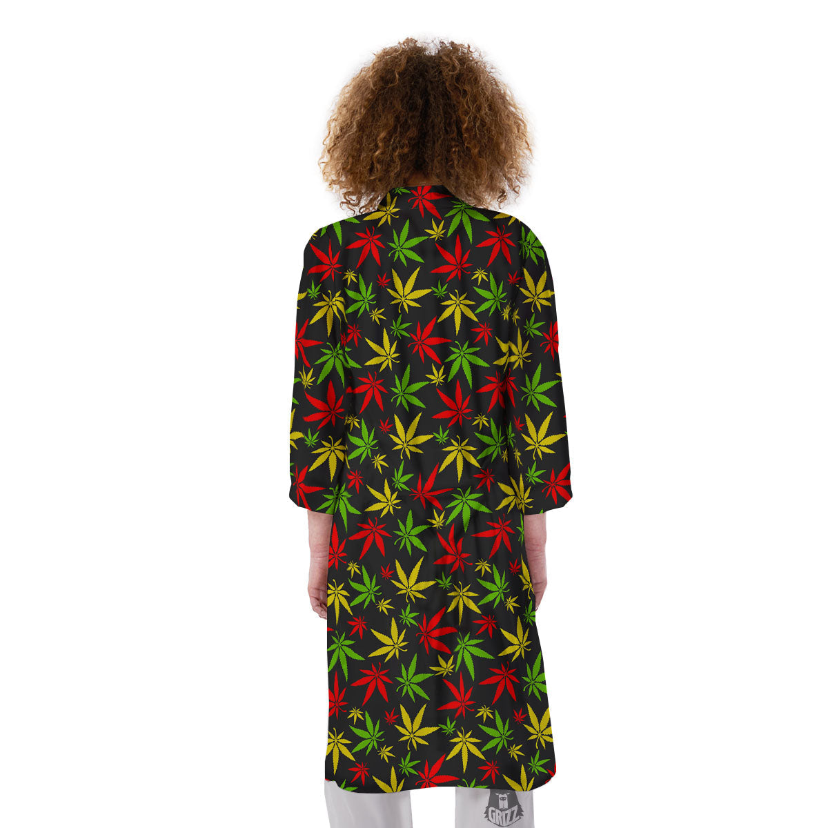 Reggae Hemp Leaf Print Pattern Kimono-grizzshop