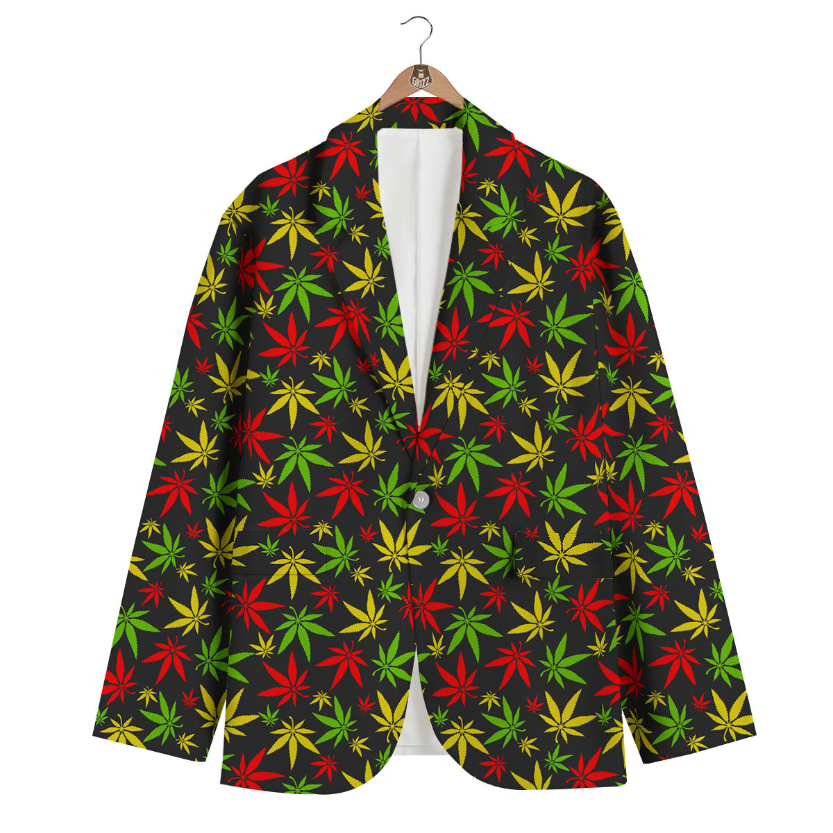 Reggae Hemp Leaf Print Pattern Men's Blazer-grizzshop