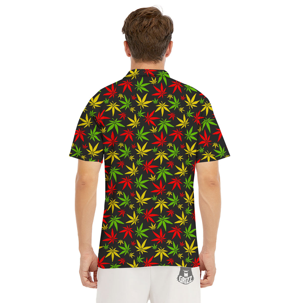 Reggae Hemp Leaf Print Pattern Men's Golf Shirts-grizzshop