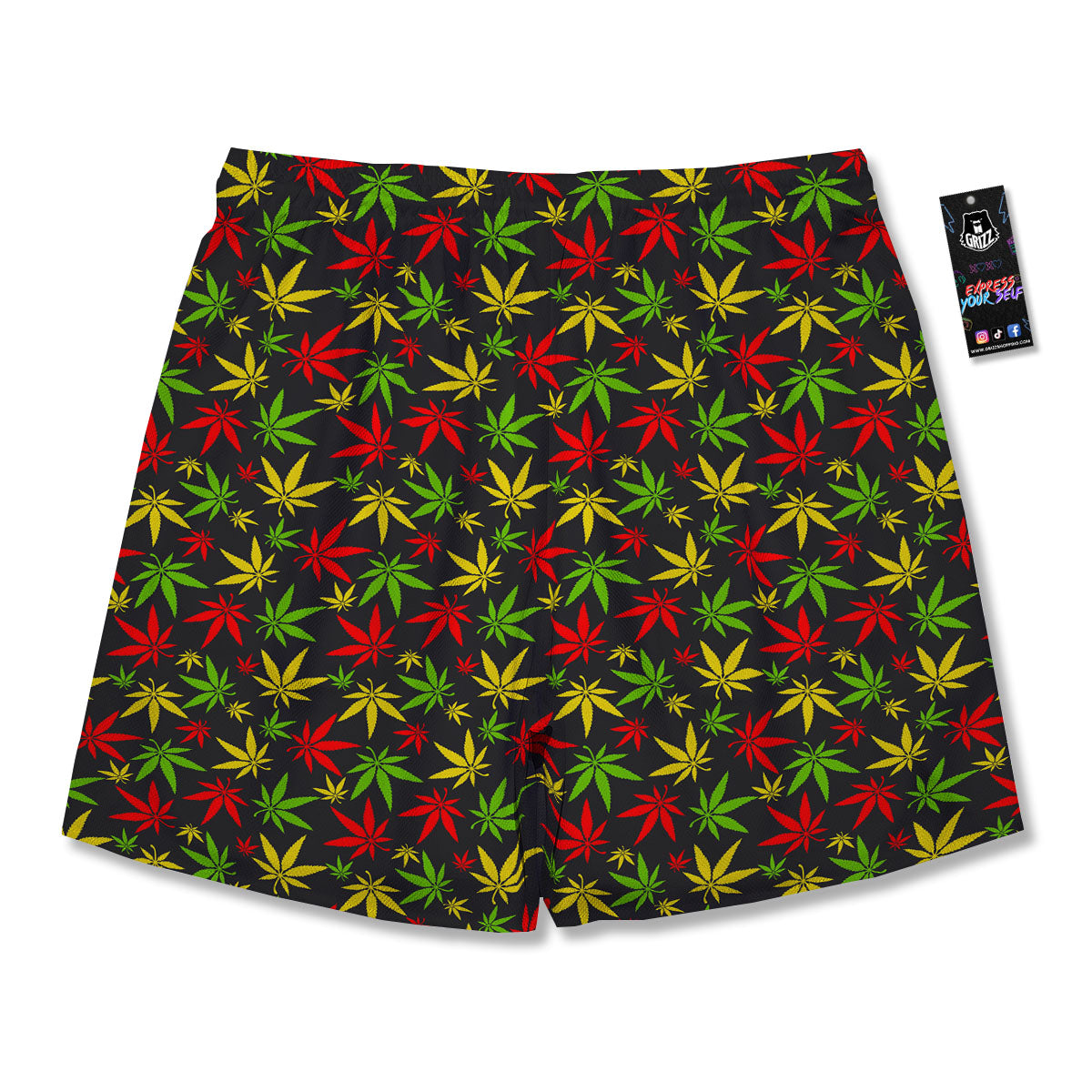 Reggae Hemp Leaf Print Pattern Men's Running Shorts-grizzshop