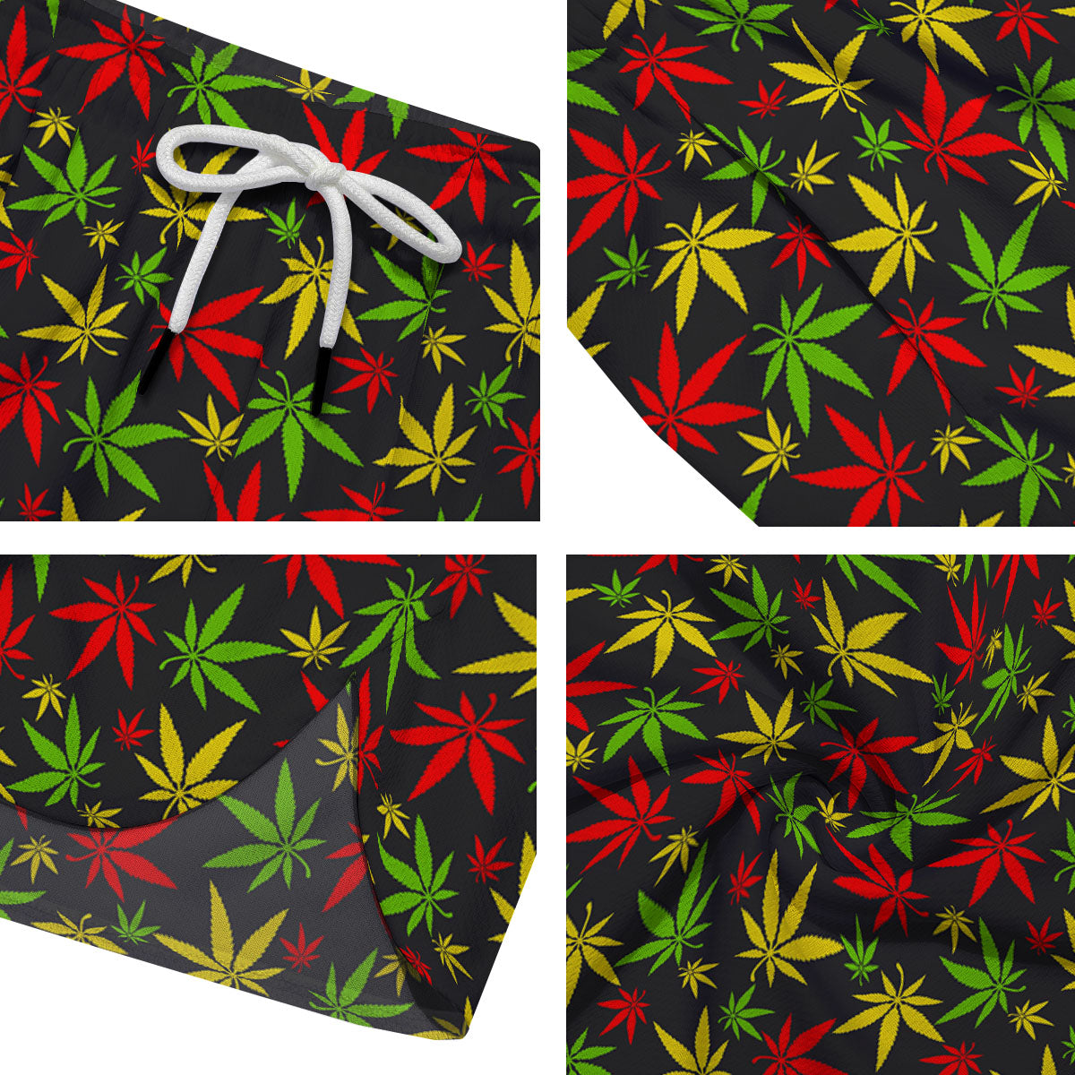 Reggae Hemp Leaf Print Pattern Men's Running Shorts-grizzshop