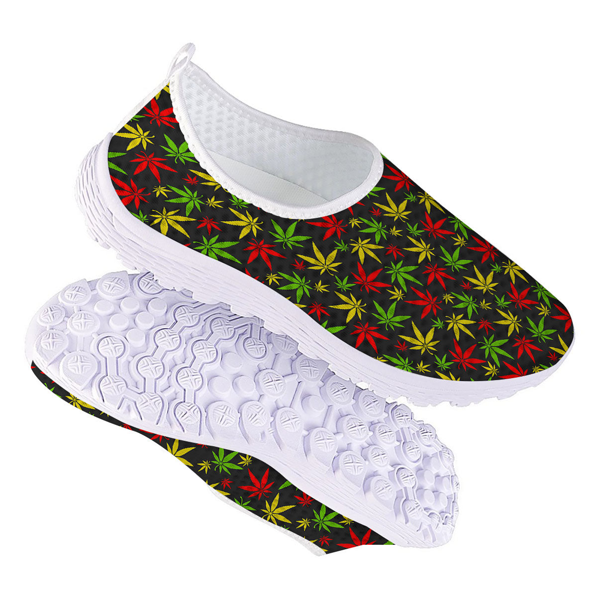 Reggae Hemp Leaf Print Pattern Nurse Shoes-grizzshop
