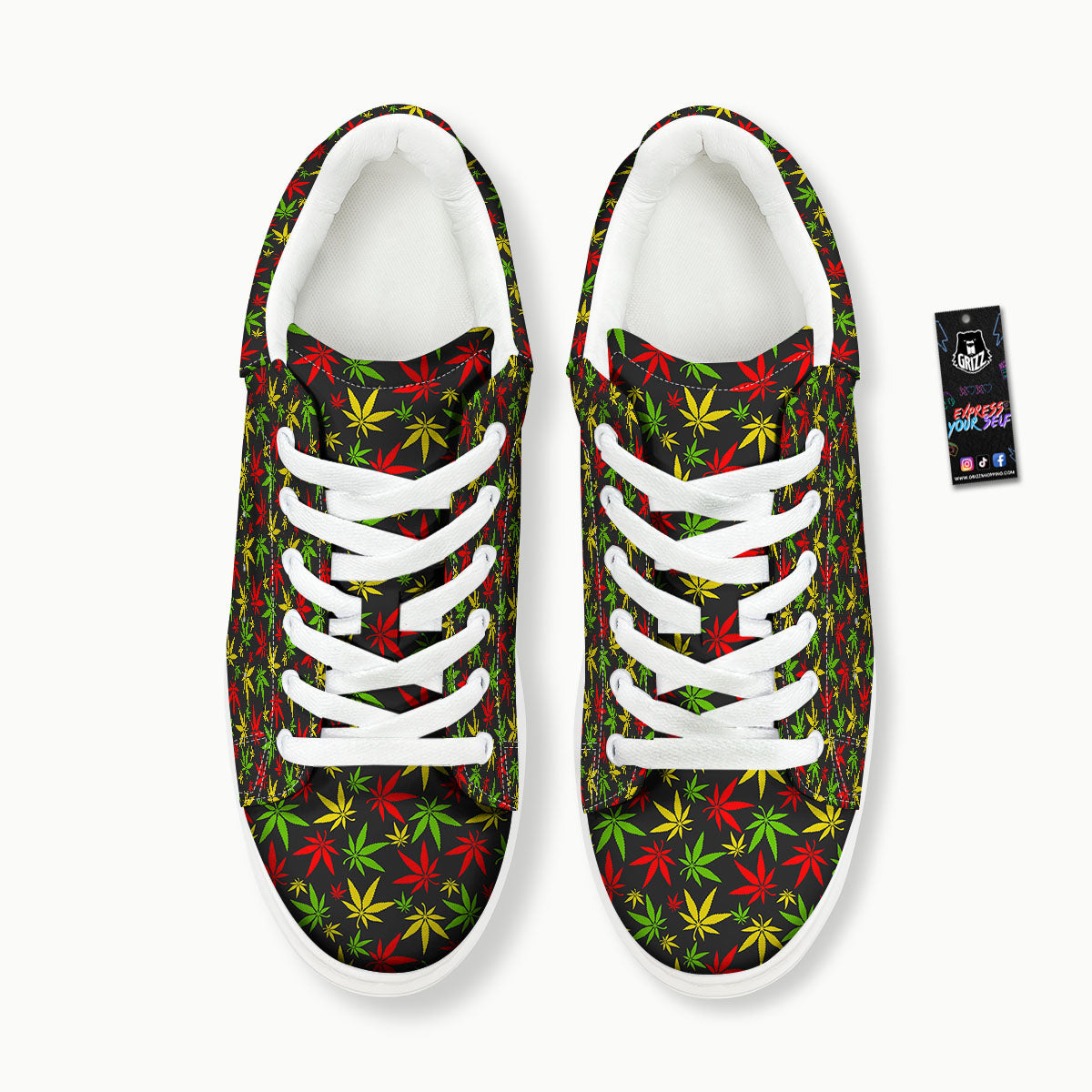 Reggae Hemp Leaf Print Pattern Platform Shoes-grizzshop
