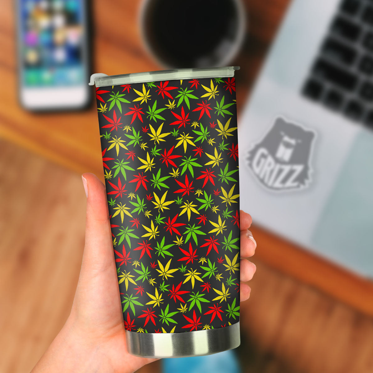 Reggae Hemp Leaf Print Pattern Tumbler-grizzshop