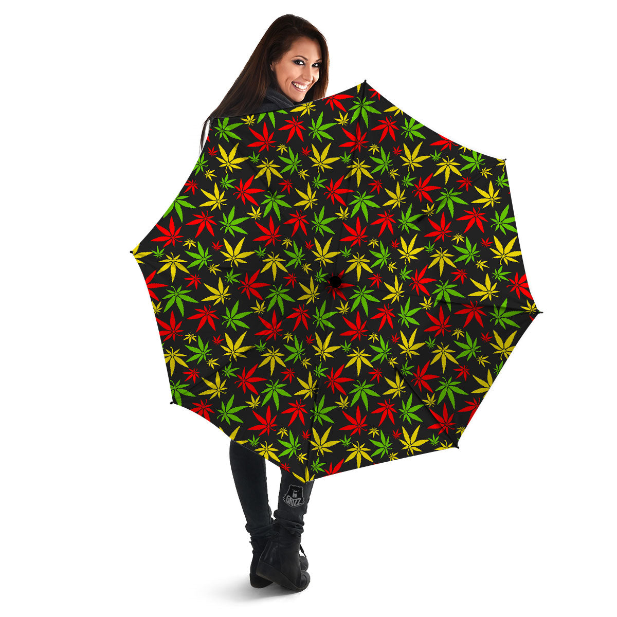 Reggae Hemp Leaf Print Pattern Umbrella-grizzshop