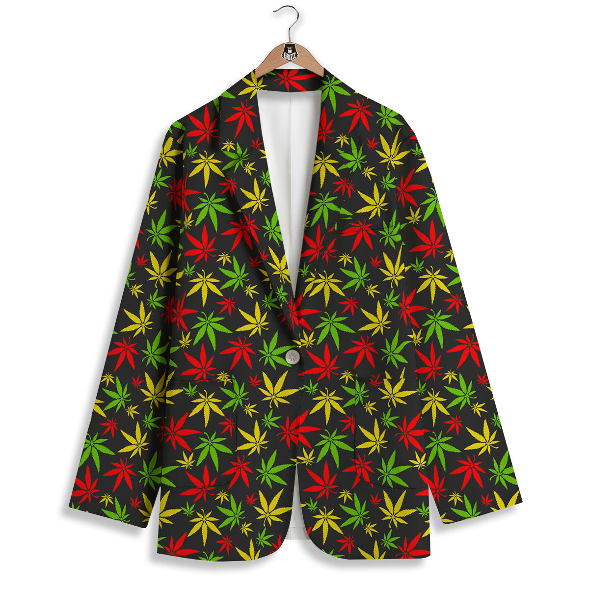 Reggae Hemp Leaf Print Pattern Women's Blazer-grizzshop