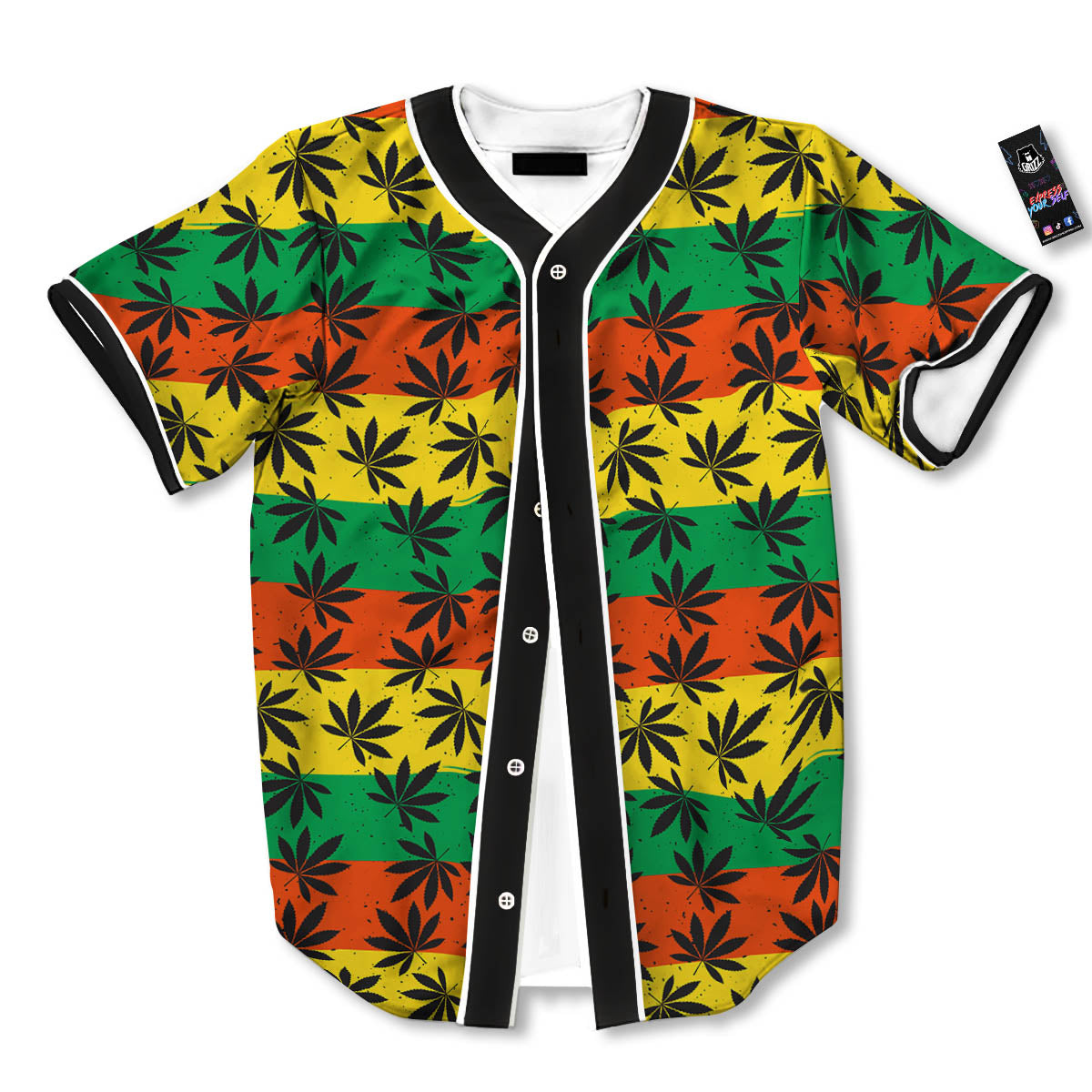 Reggae Hemp Leaves Classic Print Pattern Baseball Jersey-grizzshop