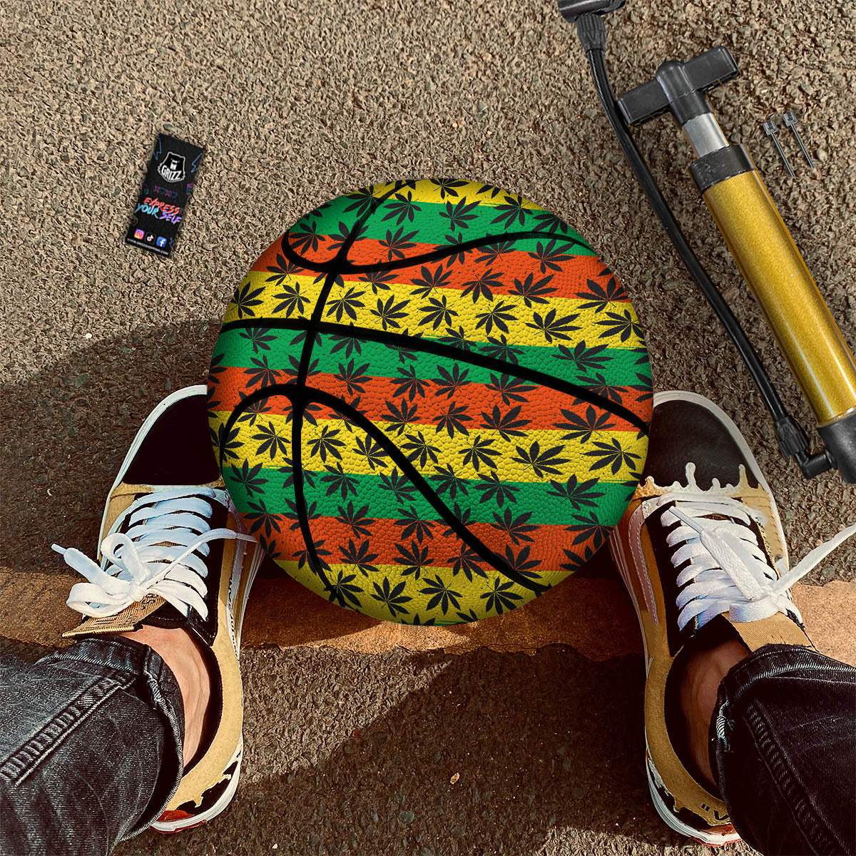 Reggae Hemp Leaves Classic Print Pattern Basketball