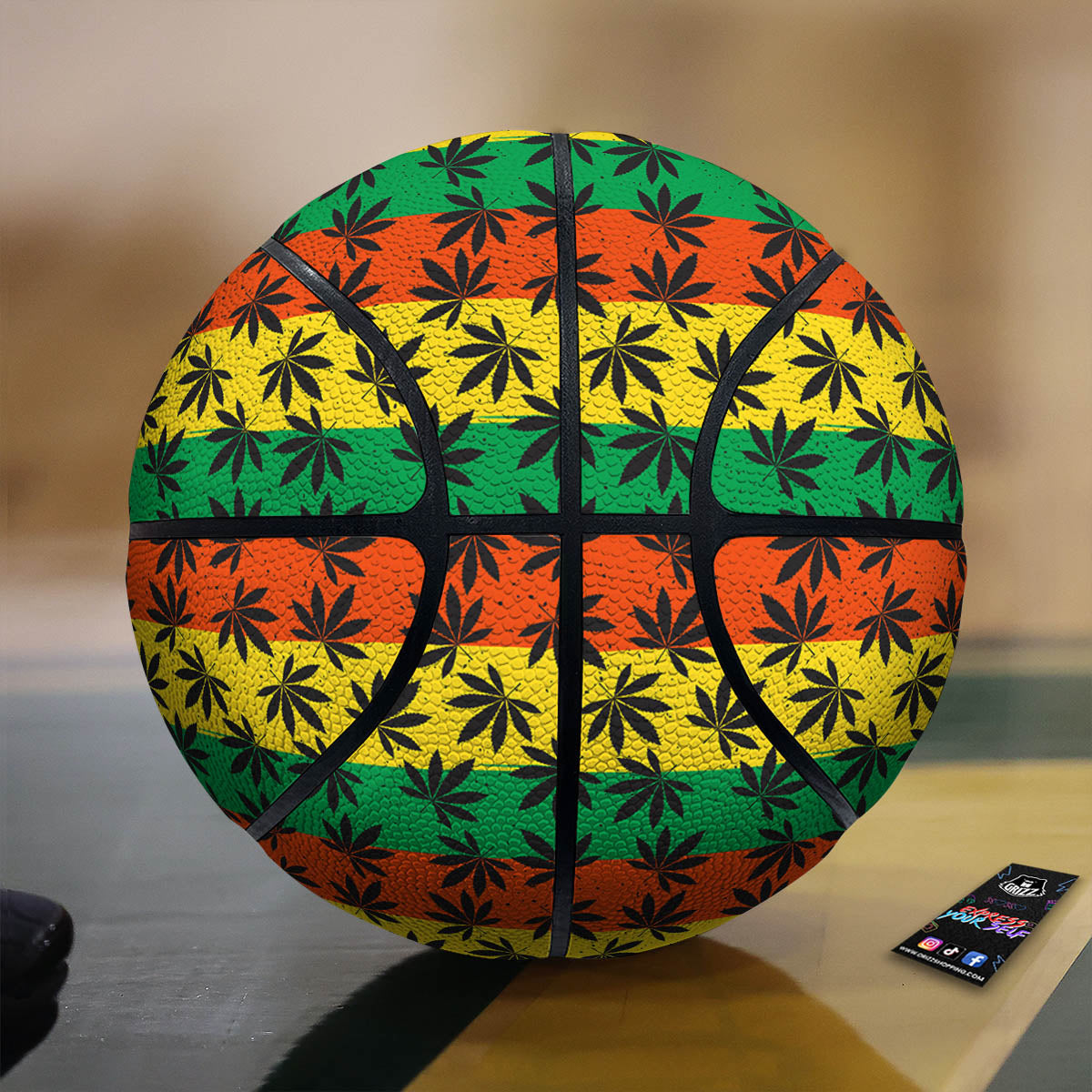 Reggae Hemp Leaves Classic Print Pattern Basketball