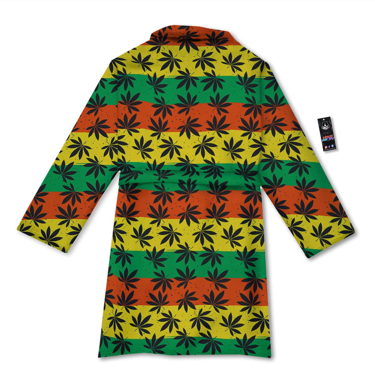 Reggae Hemp Leaves Classic Print Pattern Bathrobe-grizzshop