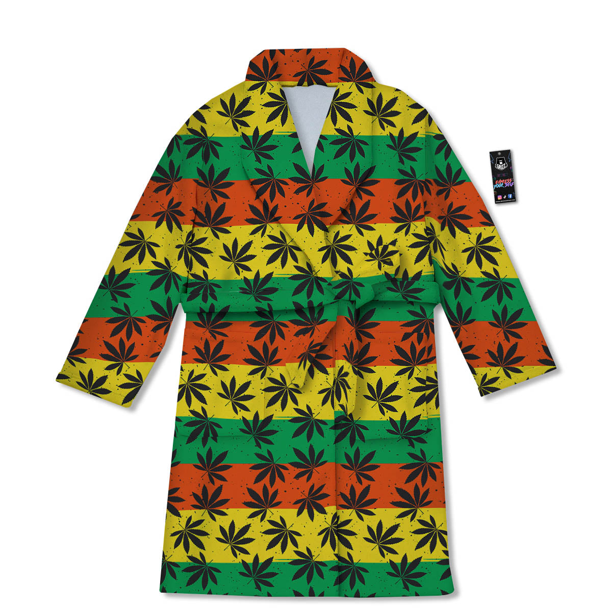 Reggae Hemp Leaves Classic Print Pattern Bathrobe-grizzshop