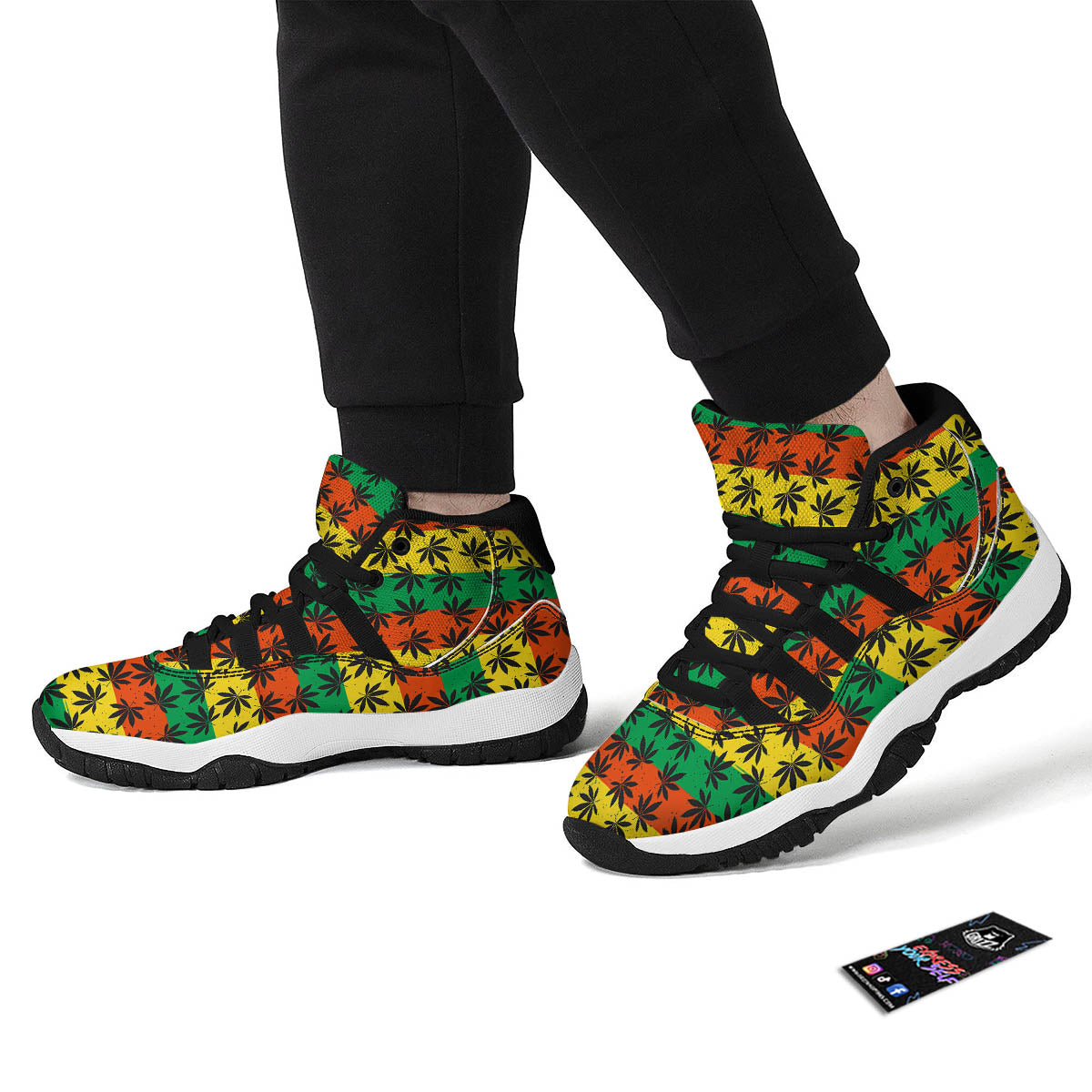 Reggae Hemp Leaves Classic Print Pattern Black Bball Shoes-grizzshop