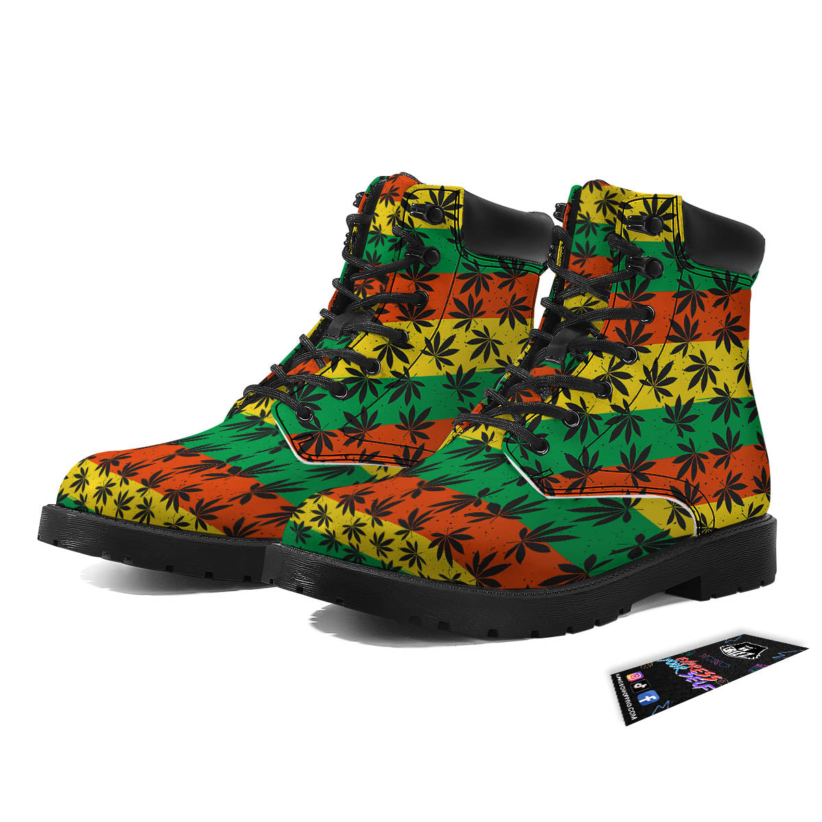 Reggae Hemp Leaves Classic Print Pattern Boots-grizzshop