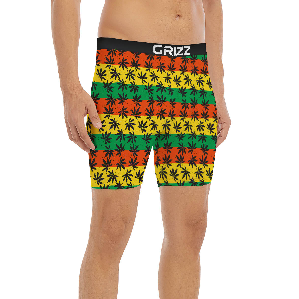 Reggae Hemp Leaves Classic Print Pattern Boxer Briefs-grizzshop