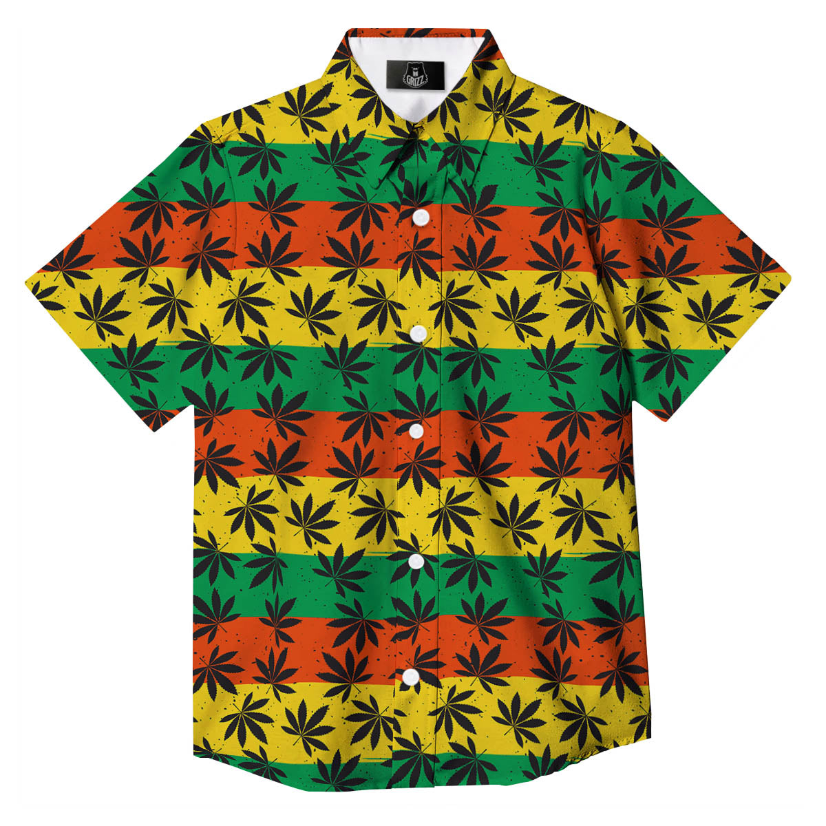 Reggae Hemp Leaves Classic Print Pattern Button Up Shirt-grizzshop