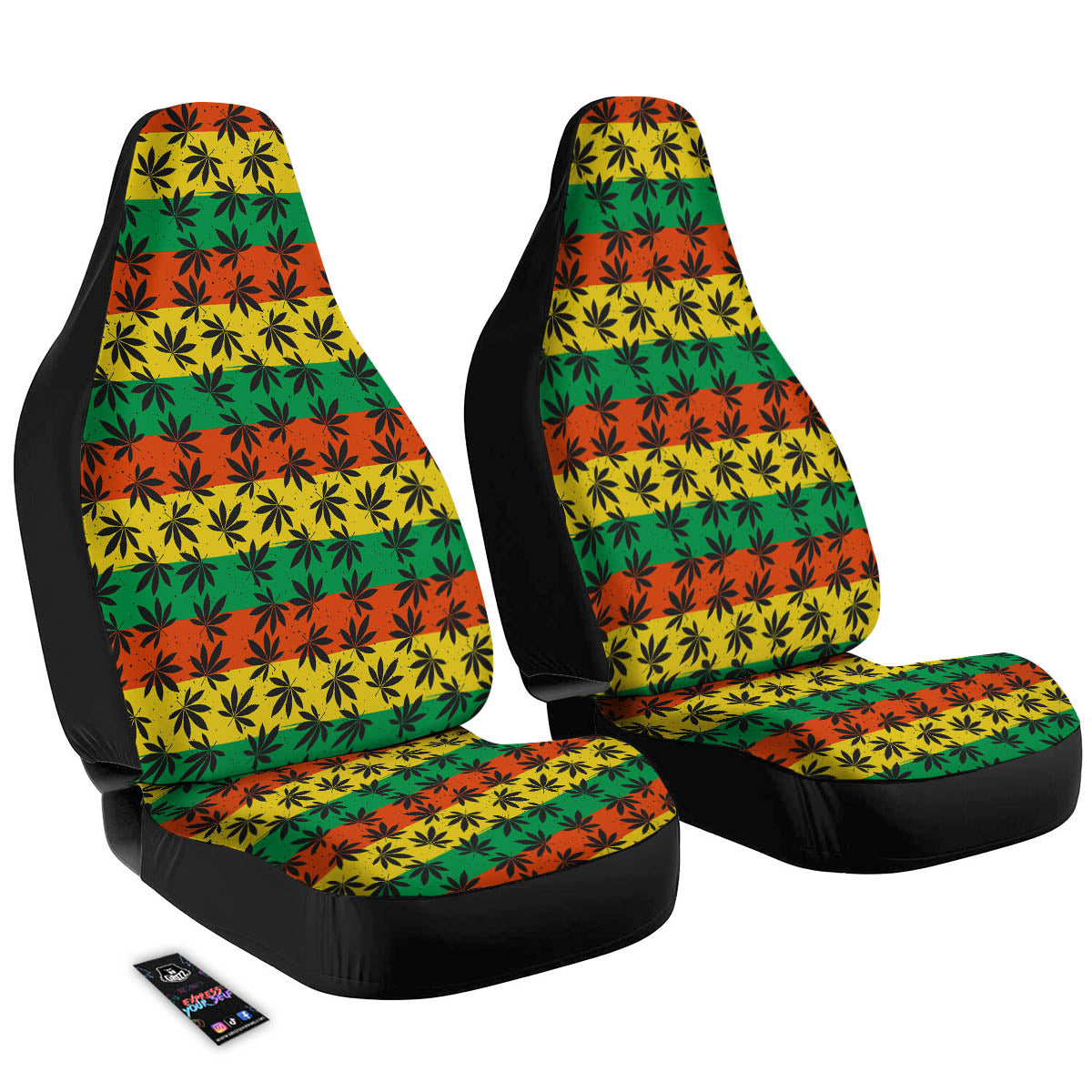 Reggae Hemp Leaves Classic Print Pattern Car Seat Covers-grizzshop