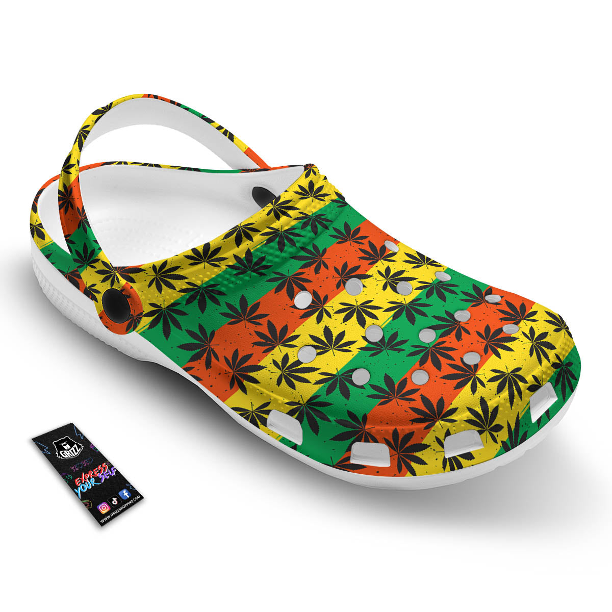 Reggae Hemp Leaves Classic Print Pattern Clog-grizzshop