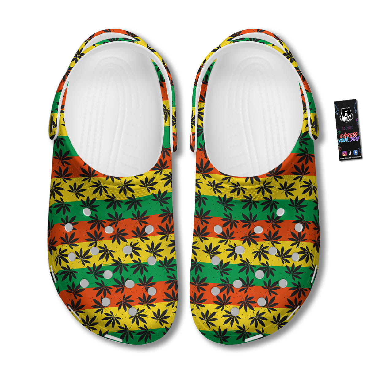 Reggae Hemp Leaves Classic Print Pattern Clog-grizzshop