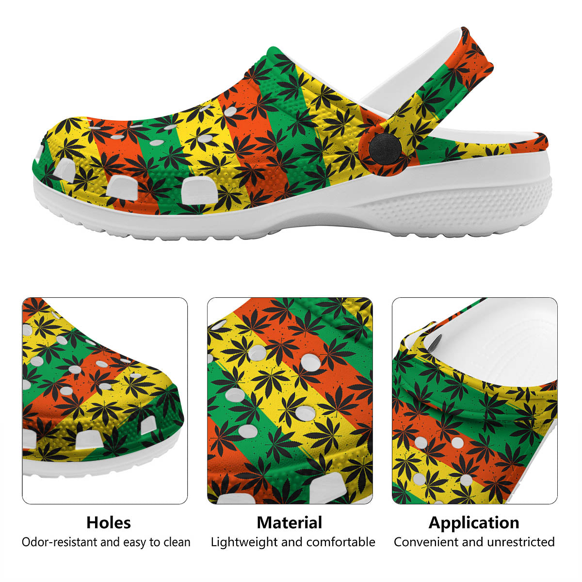 Reggae Hemp Leaves Classic Print Pattern Clog-grizzshop