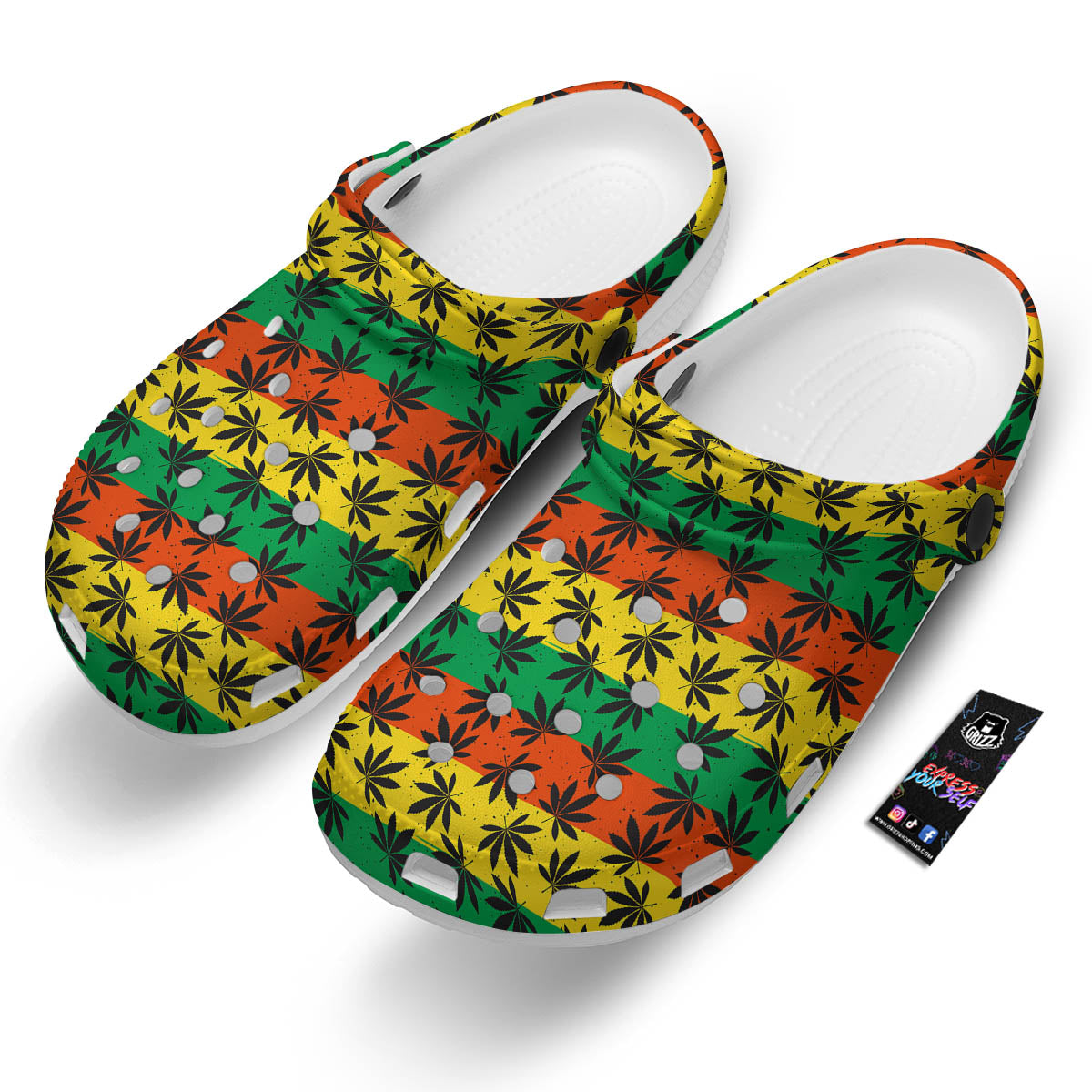 Reggae Hemp Leaves Classic Print Pattern Clog-grizzshop