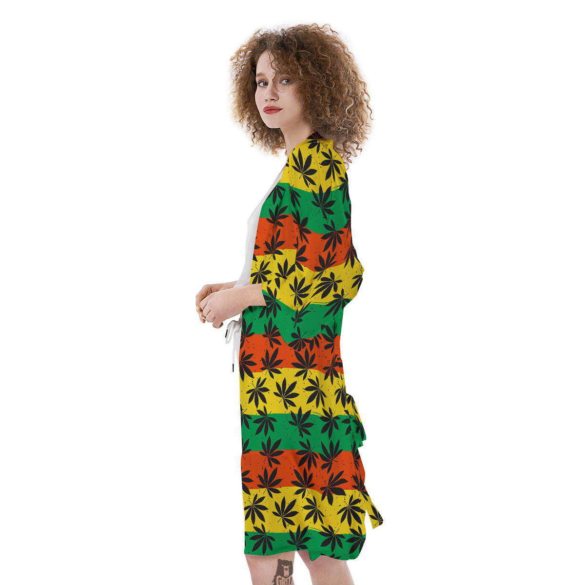 Reggae Hemp Leaves Classic Print Pattern Kimono-grizzshop