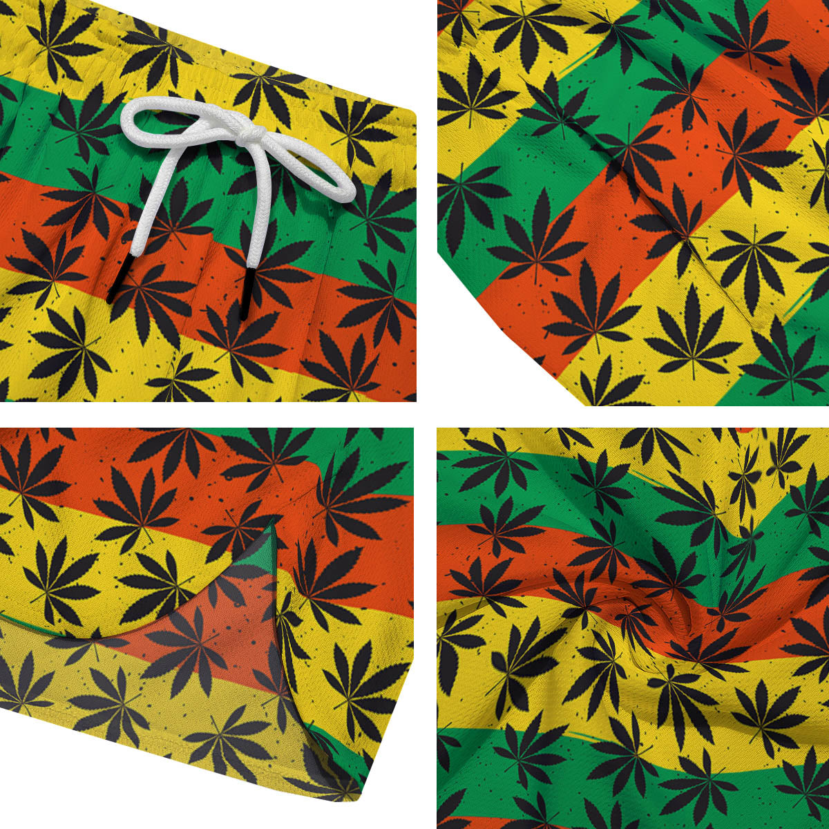 Reggae Hemp Leaves Classic Print Pattern Men's Running Shorts-grizzshop