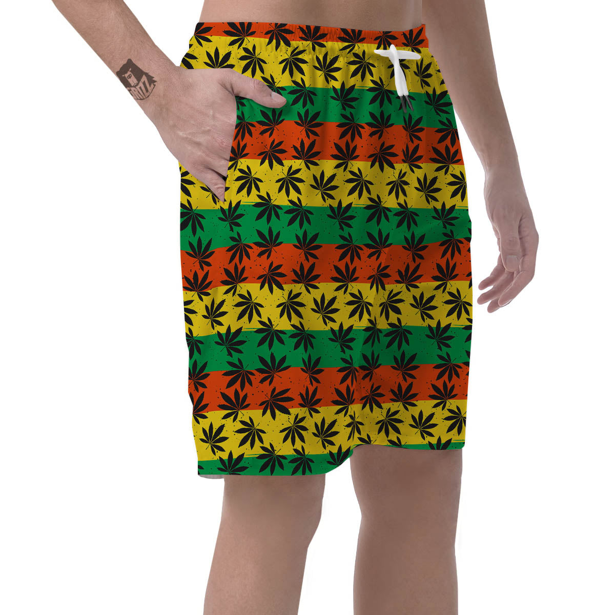 Reggae Hemp Leaves Classic Print Pattern Men's Shorts-grizzshop