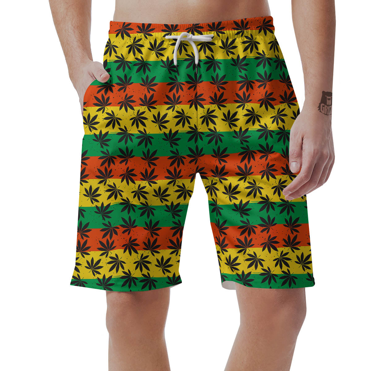 Reggae Hemp Leaves Classic Print Pattern Men's Shorts-grizzshop
