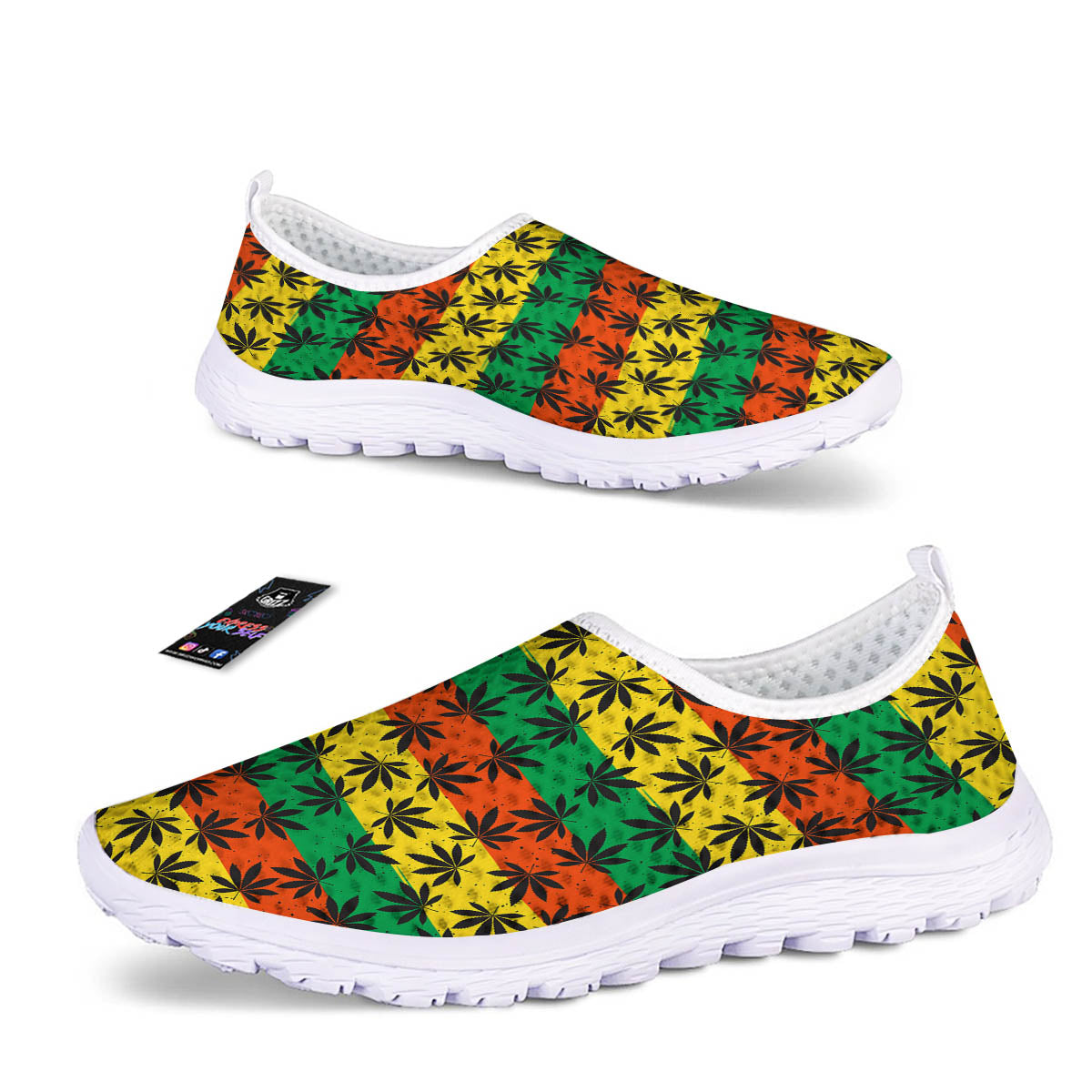 Reggae Hemp Leaves Classic Print Pattern Nurse Shoes-grizzshop