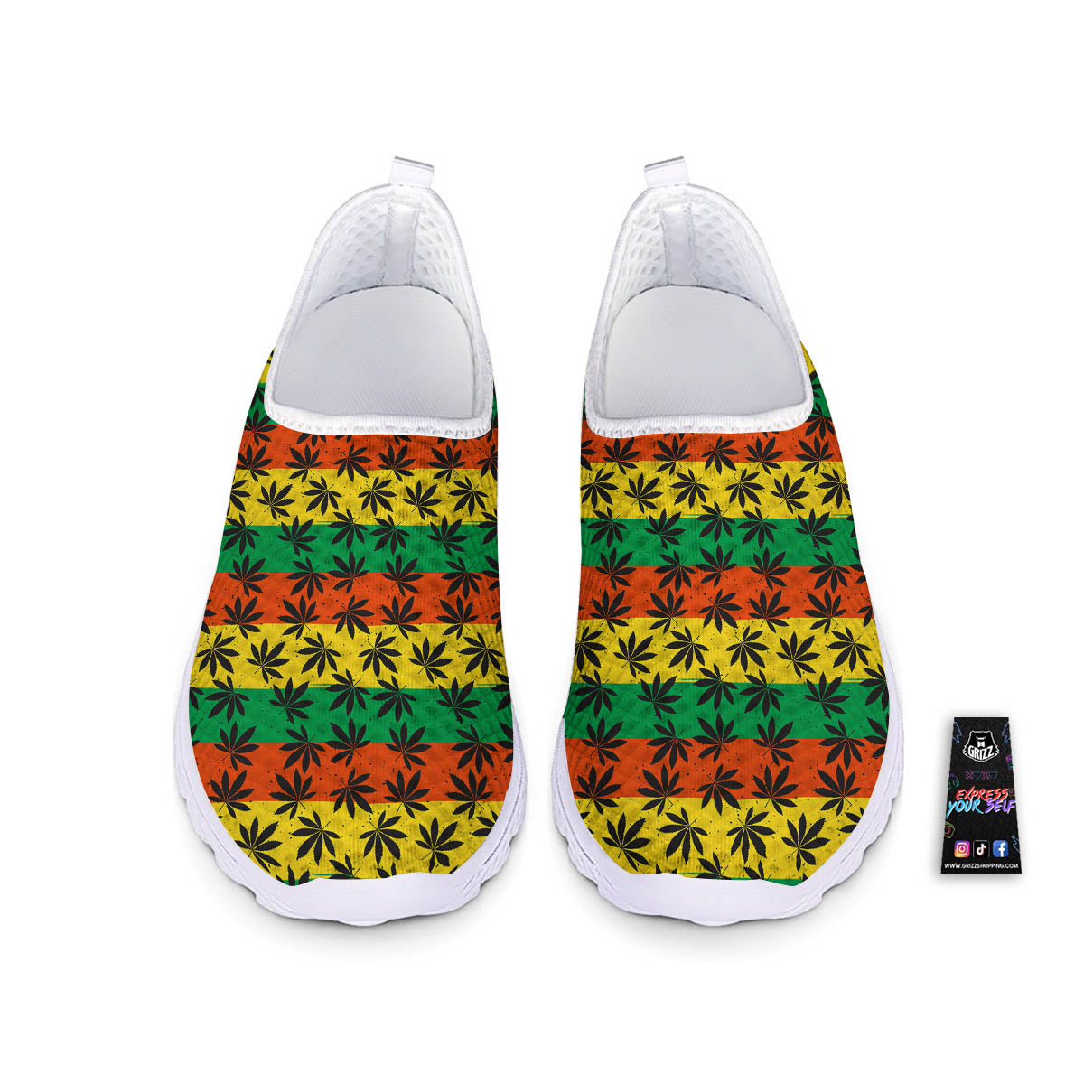 Reggae Hemp Leaves Classic Print Pattern Nurse Shoes-grizzshop