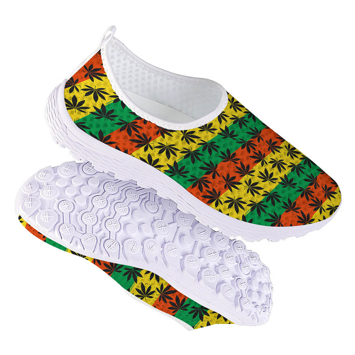 Reggae Hemp Leaves Classic Print Pattern Nurse Shoes-grizzshop