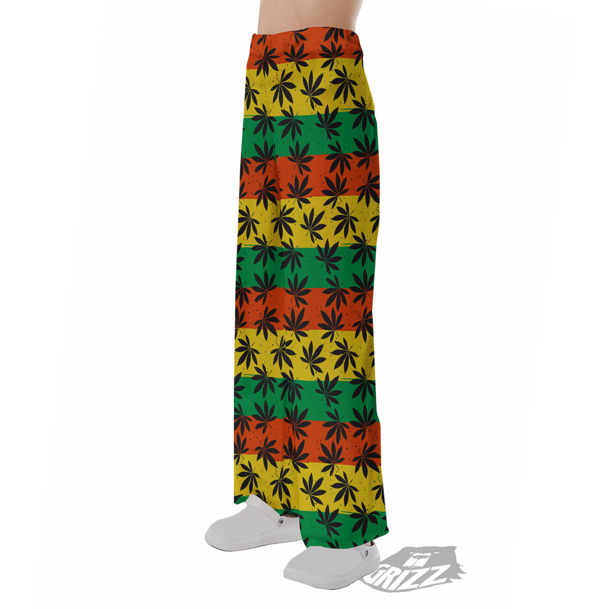 Reggae Hemp Leaves Classic Print Pattern Pajama Pants-grizzshop