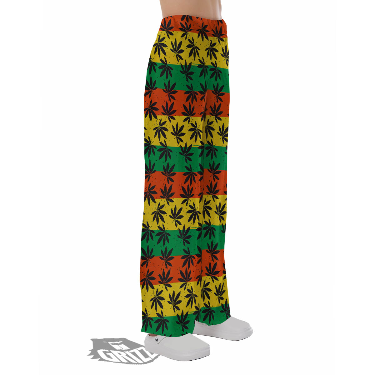 Reggae Hemp Leaves Classic Print Pattern Pajama Pants-grizzshop