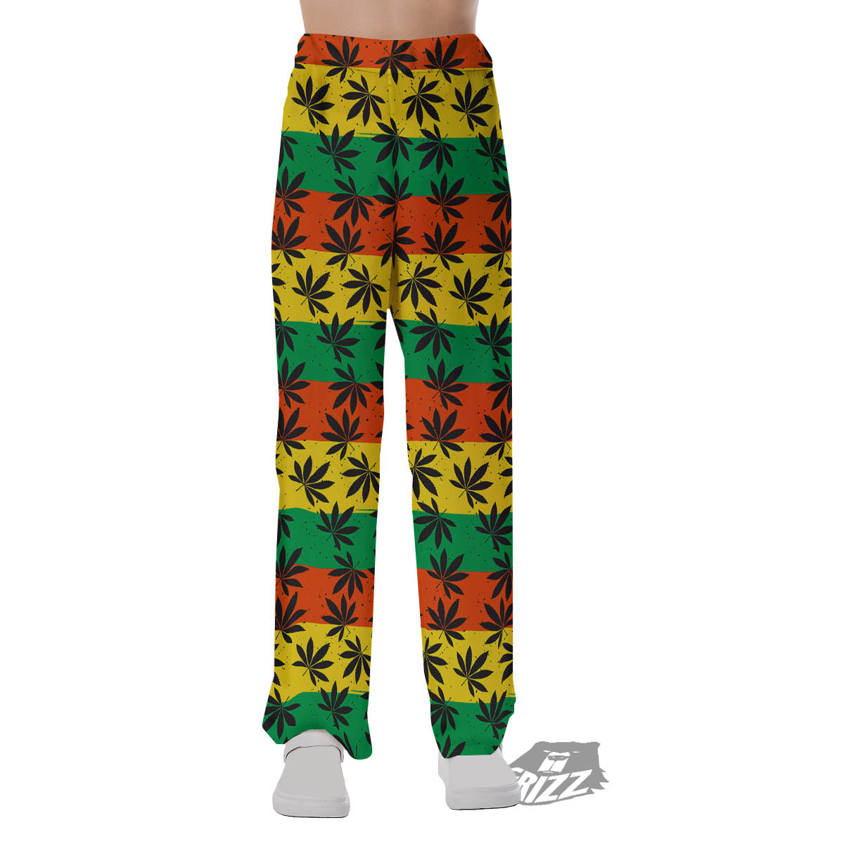 Reggae Hemp Leaves Classic Print Pattern Pajama Pants-grizzshop