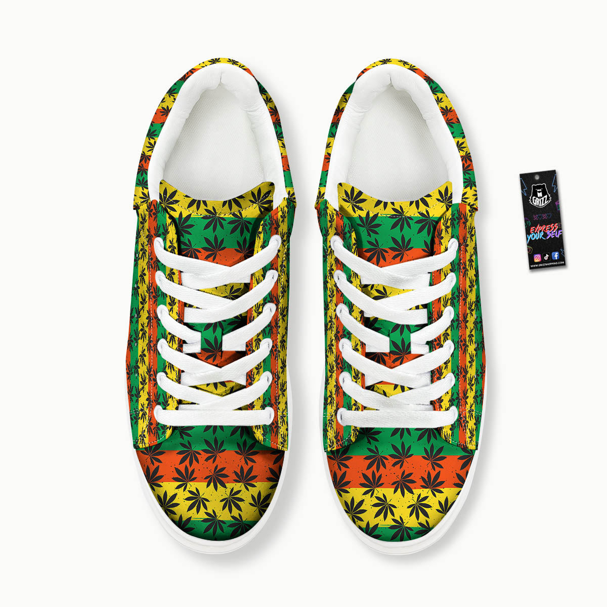 Reggae Hemp Leaves Classic Print Pattern Platform Shoes-grizzshop