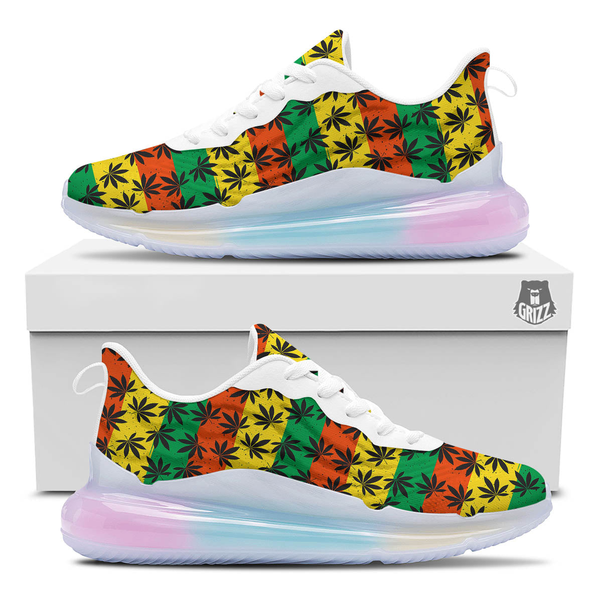Reggae Hemp Leaves Classic Print Pattern Running Sneakers-grizzshop