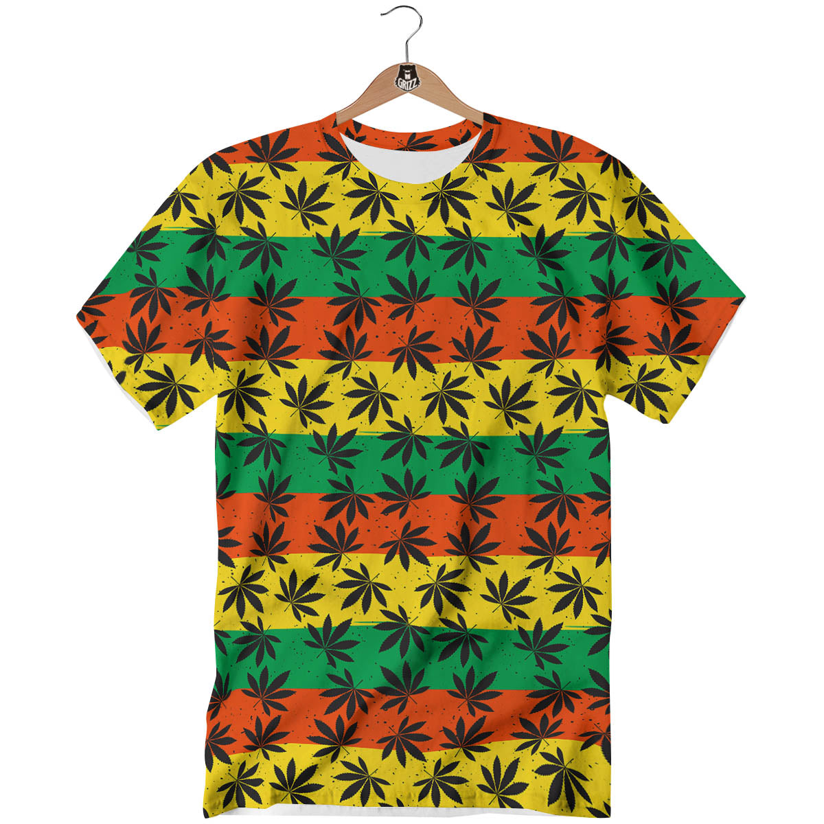 Reggae Hemp Leaves Classic Print Pattern T-Shirt-grizzshop