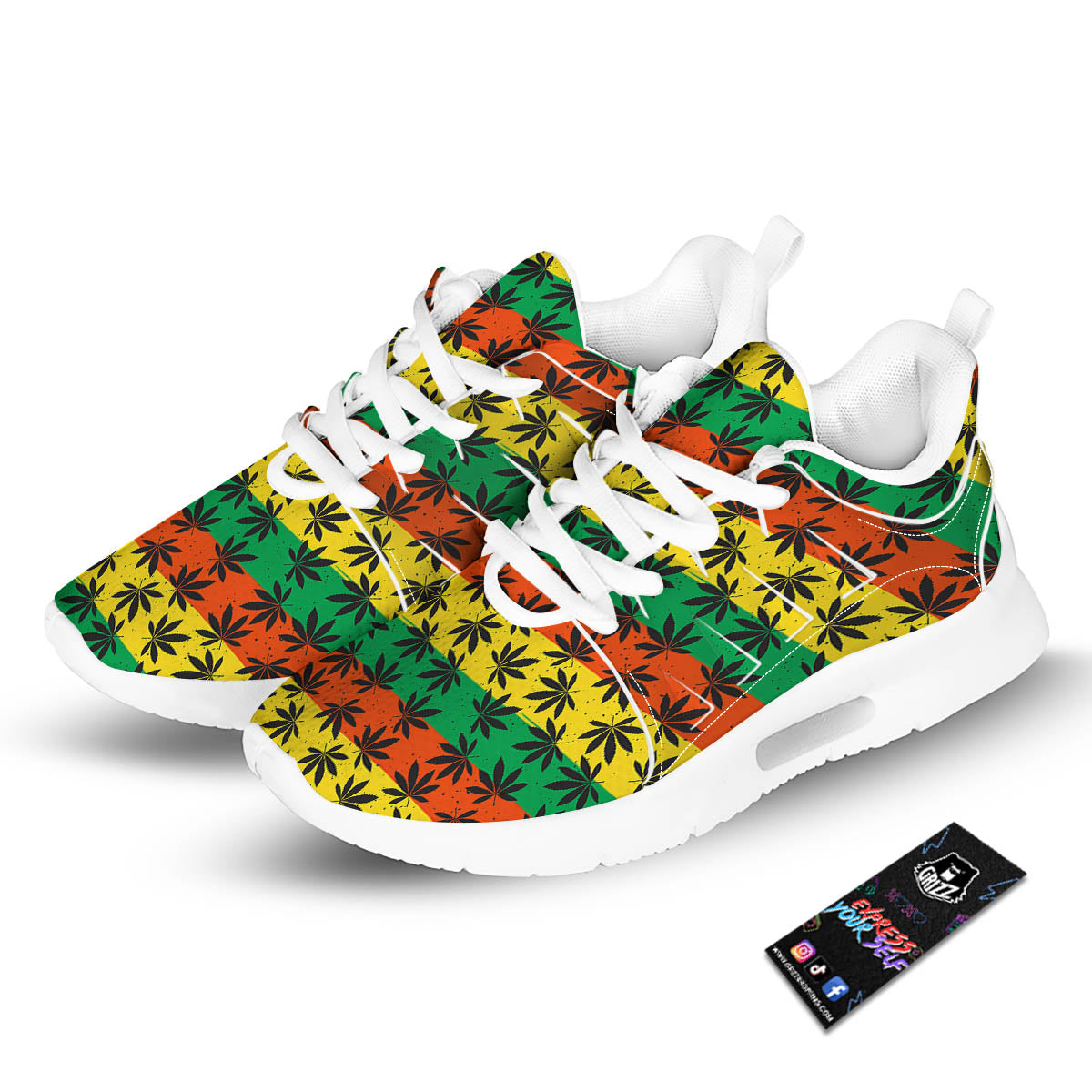 Reggae Hemp Leaves Classic Print Pattern Tennis Shoes-grizzshop