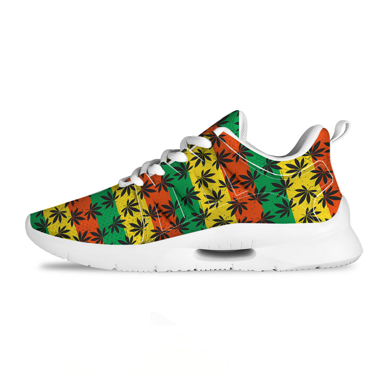 Reggae Hemp Leaves Classic Print Pattern Tennis Shoes-grizzshop