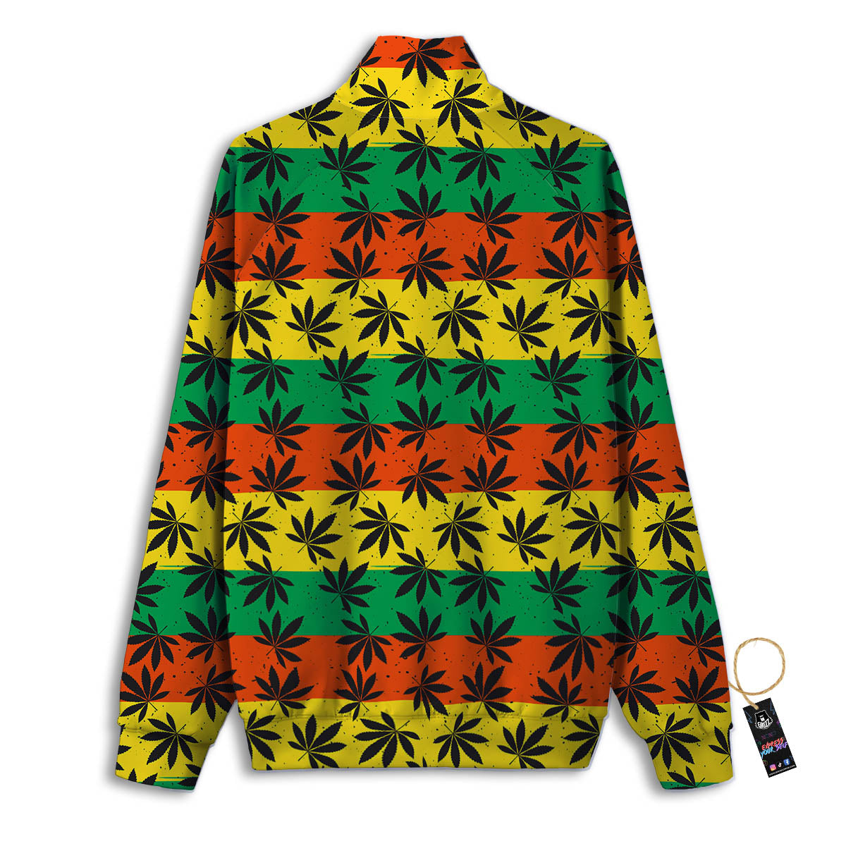 Reggae Hemp Leaves Classic Print Pattern Track Jacket-grizzshop