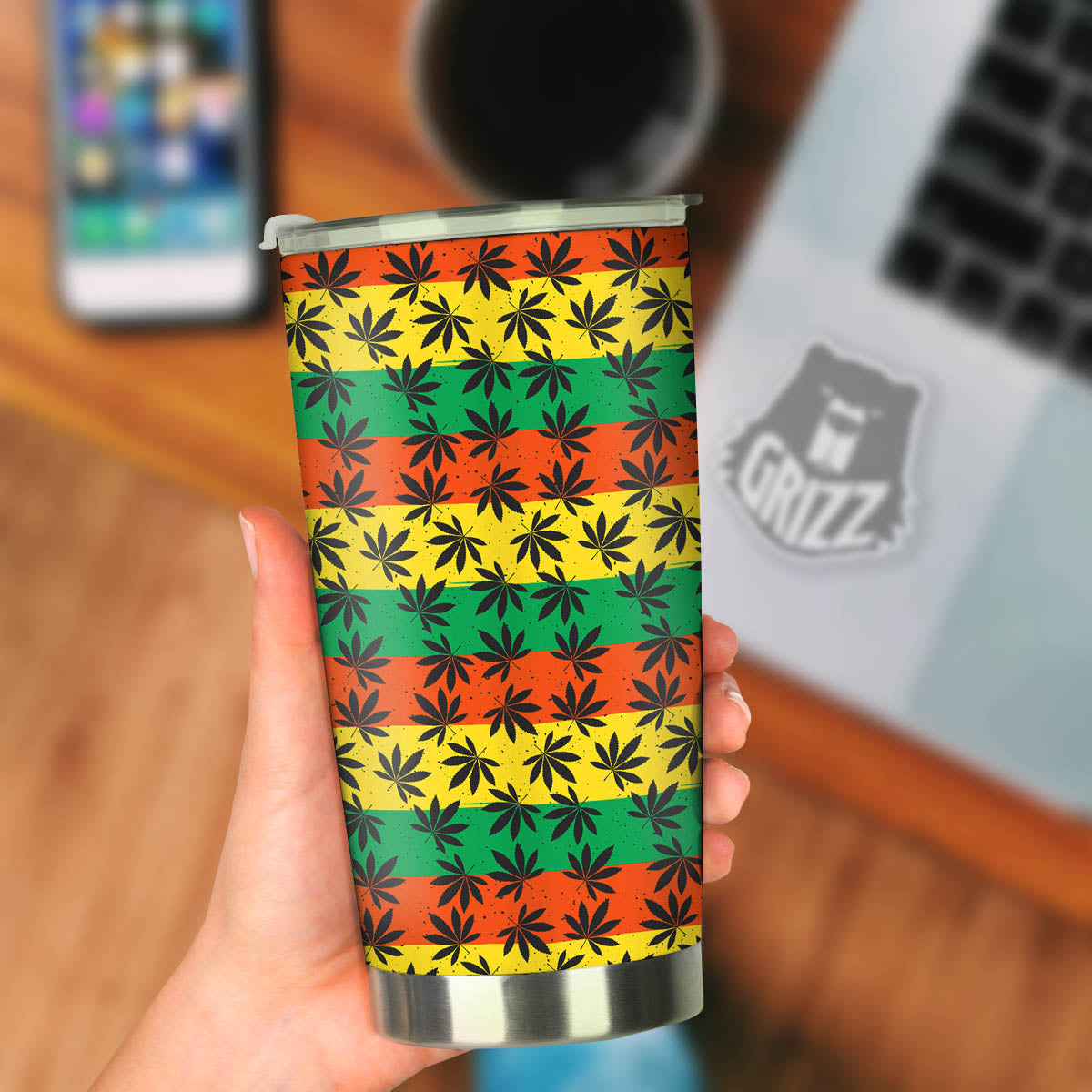 Reggae Hemp Leaves Classic Print Pattern Tumbler-grizzshop