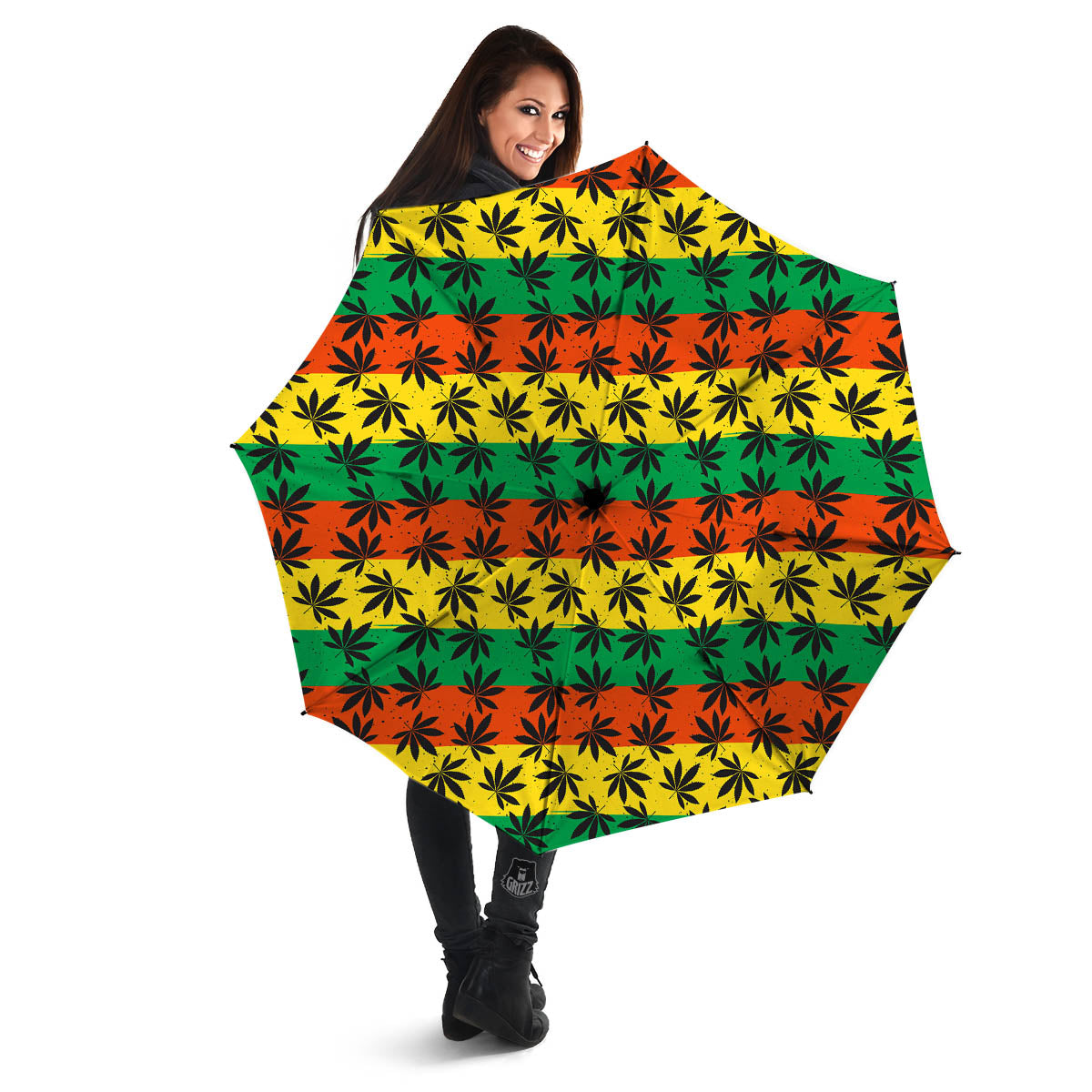 Reggae Hemp Leaves Classic Print Pattern Umbrella-grizzshop