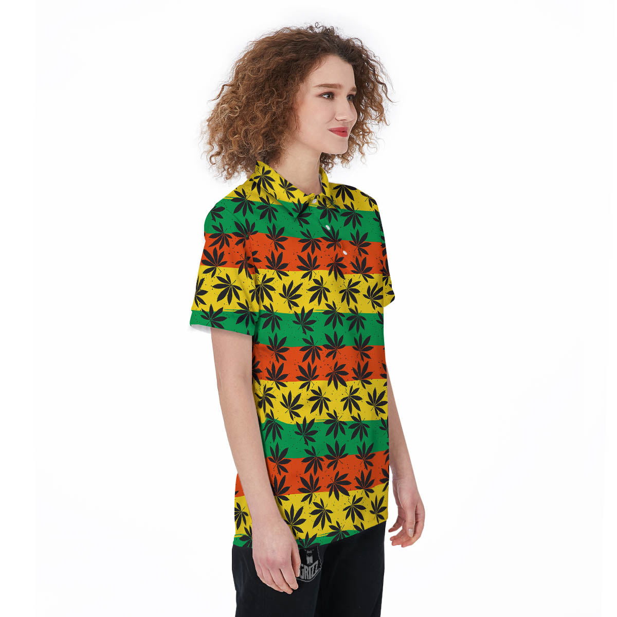 Reggae Hemp Leaves Classic Print Pattern Women's Golf Shirts-grizzshop