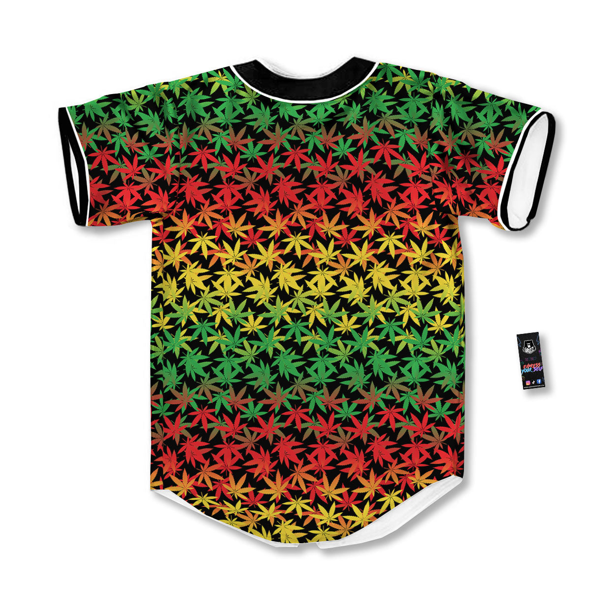 Reggae Hemp Leaves Print Pattern Baseball Jersey-grizzshop